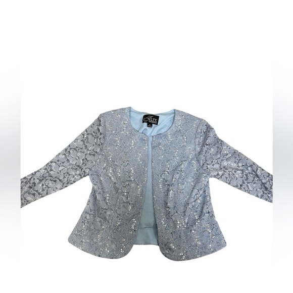 Alex Evenings Sequined Lace Sheath Dress + Jacket Hydrangea Blue NWT 2PC Sz 8 - Picture 13 of 16